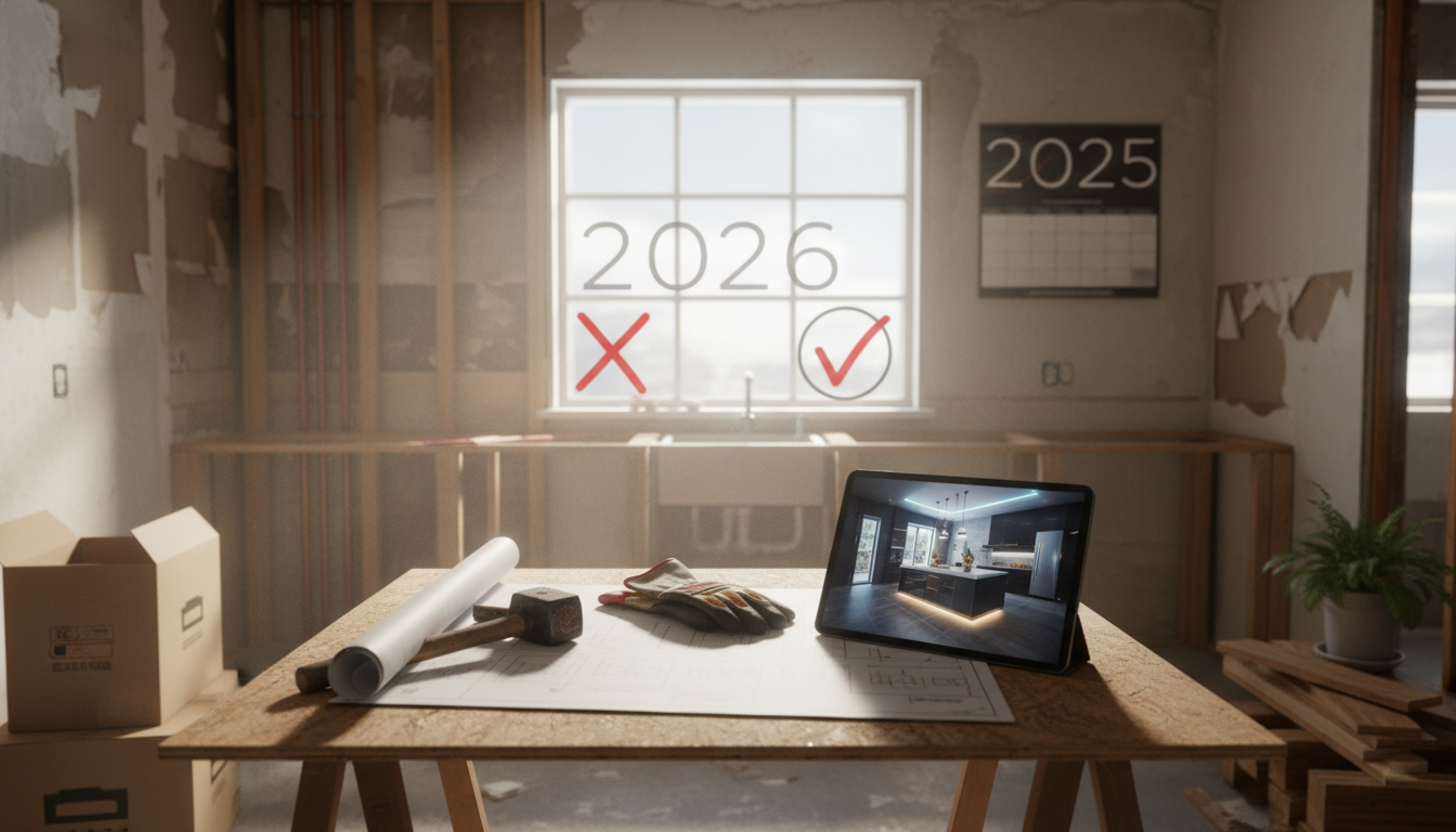 Editorial photograph for article about: The Great Kitchen Remodel Slowdown: Why 2025\'s Perfect Storm Creates a Golden Window