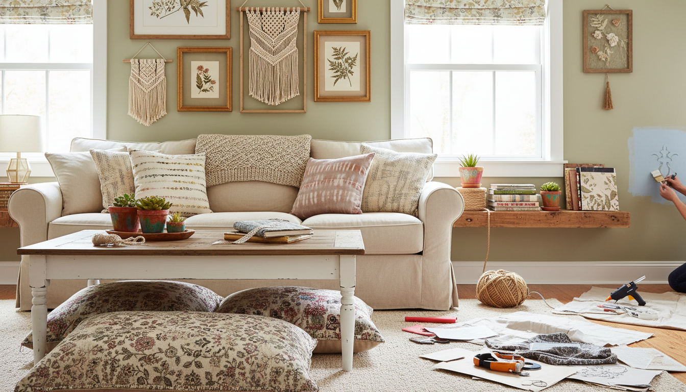 Editorial photograph for article about: 40+ DIY Living Room Ideas That Transform Your Space (Step-by-Step Guide)